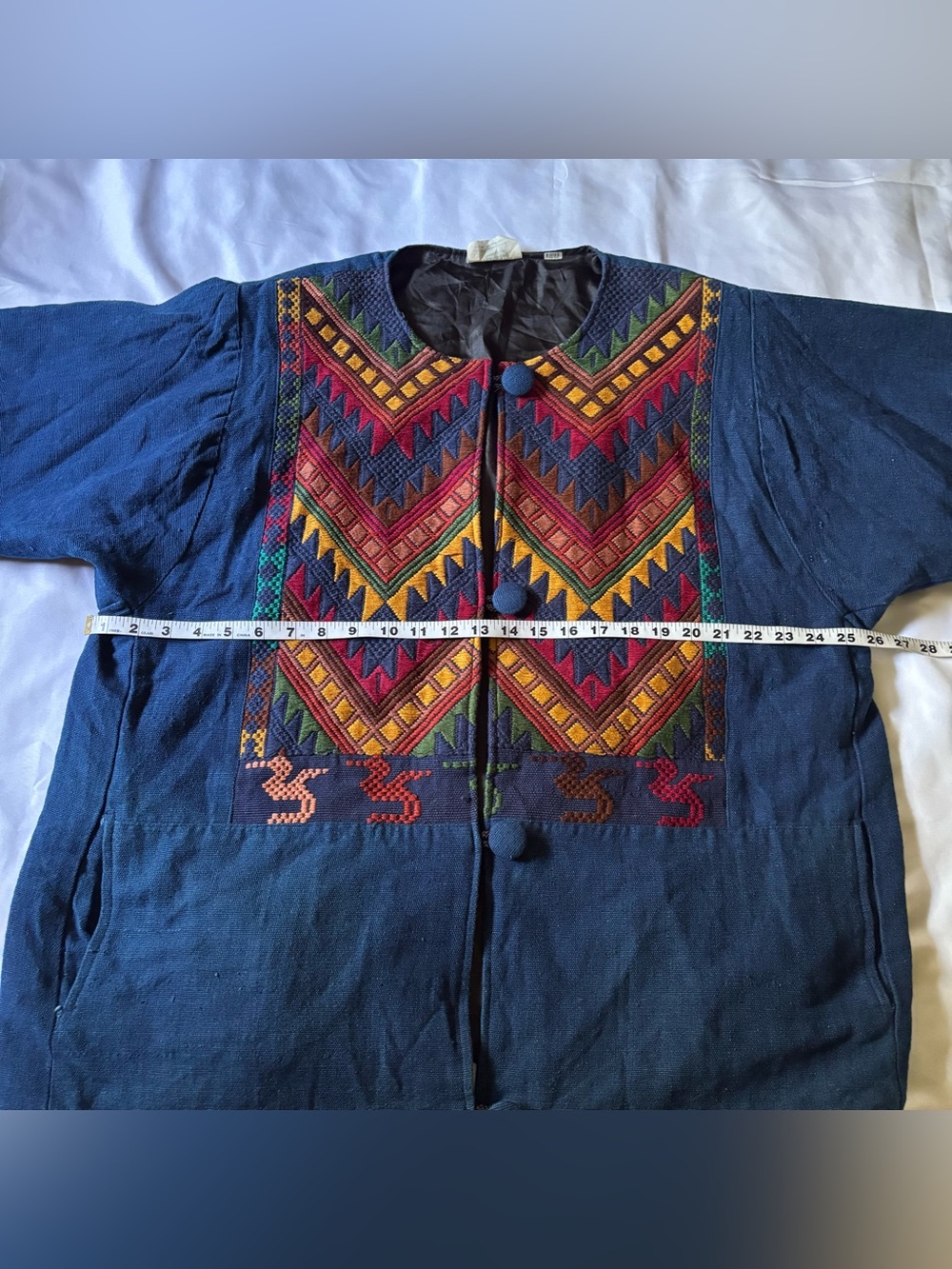 Guatemaya Women’s XL Woven Cotton Handmade Boho lined Pockets Jacket Seahorse - Picture 7 of 9